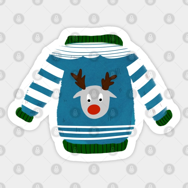 Cute ugly Christmas sweater reindeer Sticker by bruxamagica